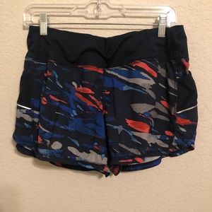 Athleta Camo Shorts Blue Orange Size Medium